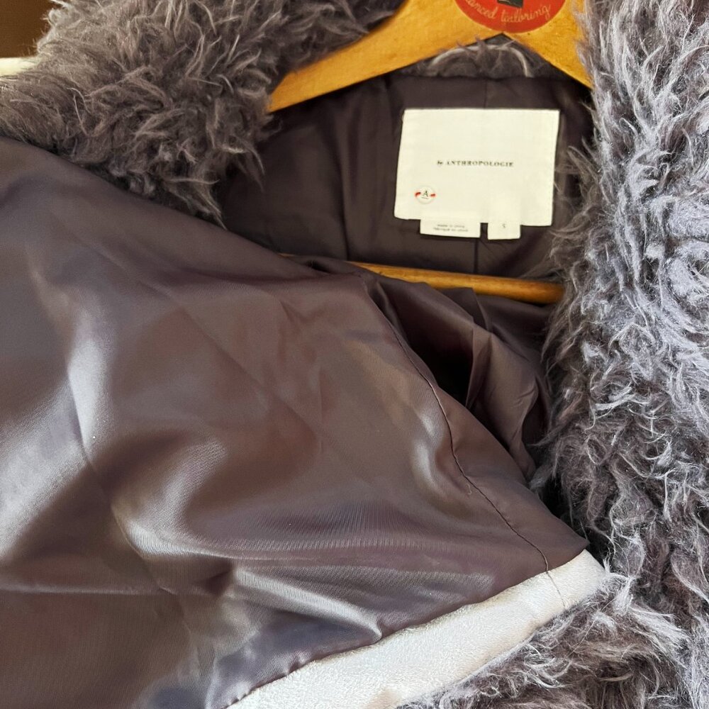 Purple Shaggy Faux Fur Coat by Anthropologie S - Picture 5 of 6